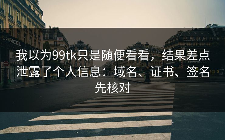 我以为99tk只是随便看看,结果差点泄露了个人信息:域名、证书、签名先核对 我以为99tk只是随便看看,结果差点泄露了个人信息:域名、证书、签名先核对