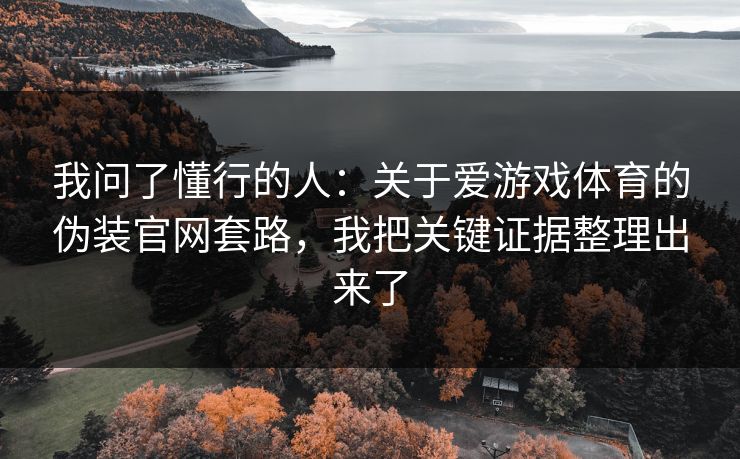 我问了懂行的人:关于爱游戏体育的伪装官网套路,我把关键证据整理出来了 我问了懂行的人:关于爱游戏体育的伪装官网套路,我把关键证据整理出来了