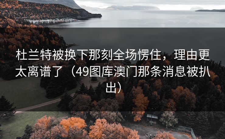 杜兰特被换下那刻全场愣住，理由更太离谱了（49图库澳门那条消息被扒出）